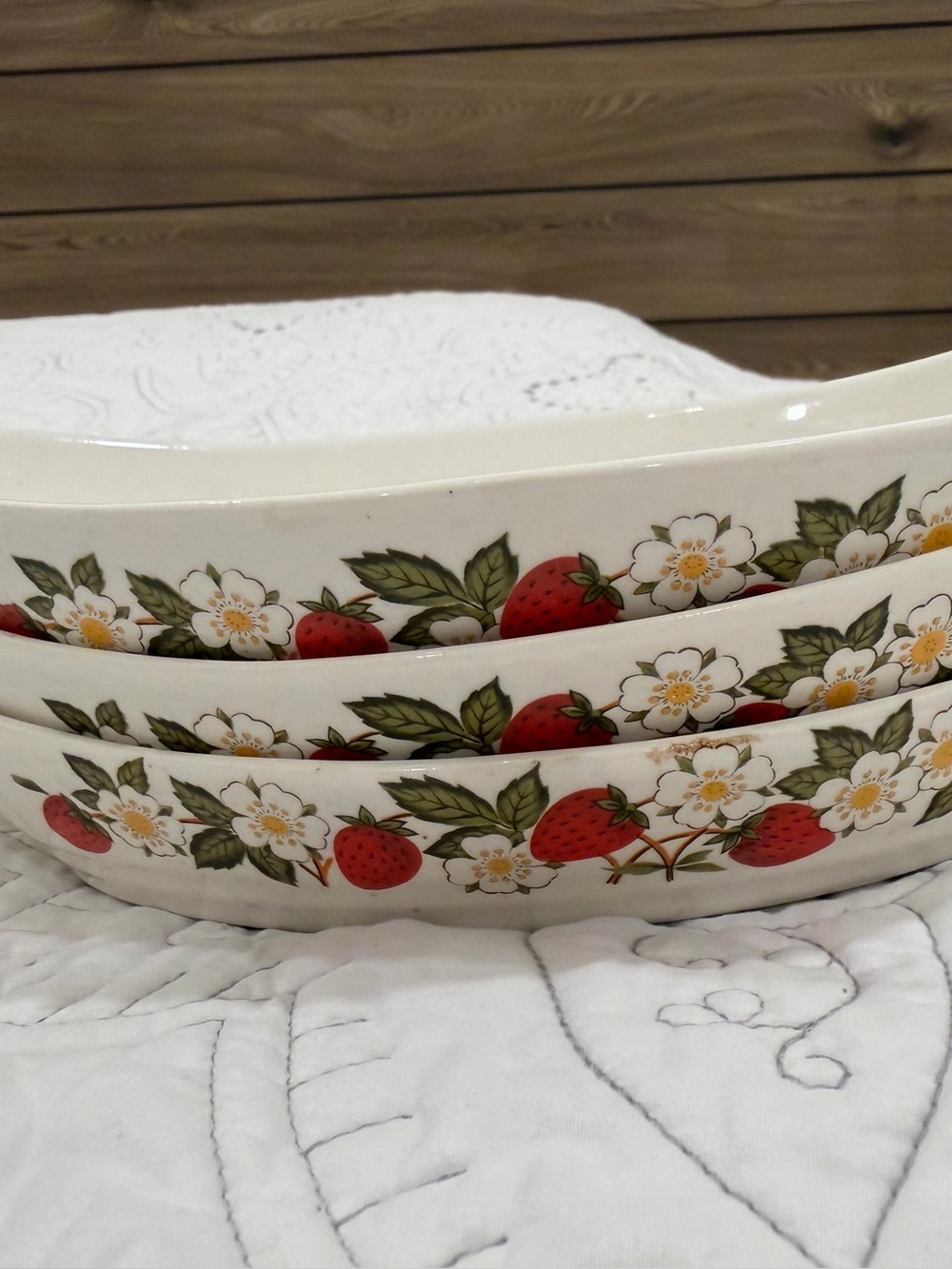 Strawberries & Cream Stoneware Collection Dishes Set of 3